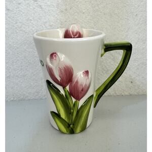 Pivera Holland 3D Pink Tulip Flowers Coffee Mug Netherlands Souvenir Cup